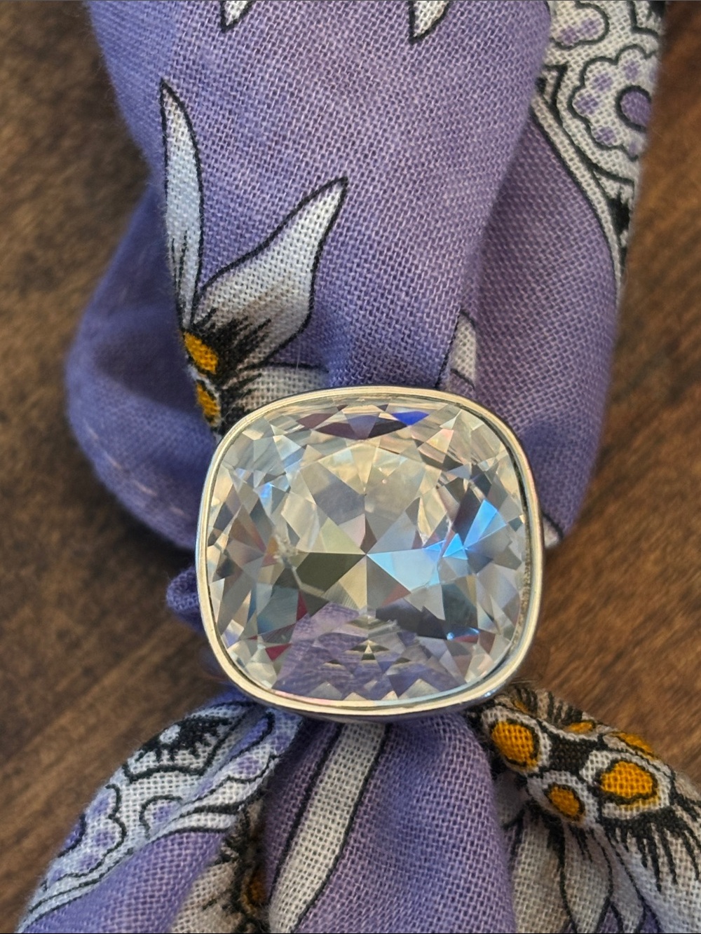 Touchstone S Crystal Large Cocktail Ring, Size 6